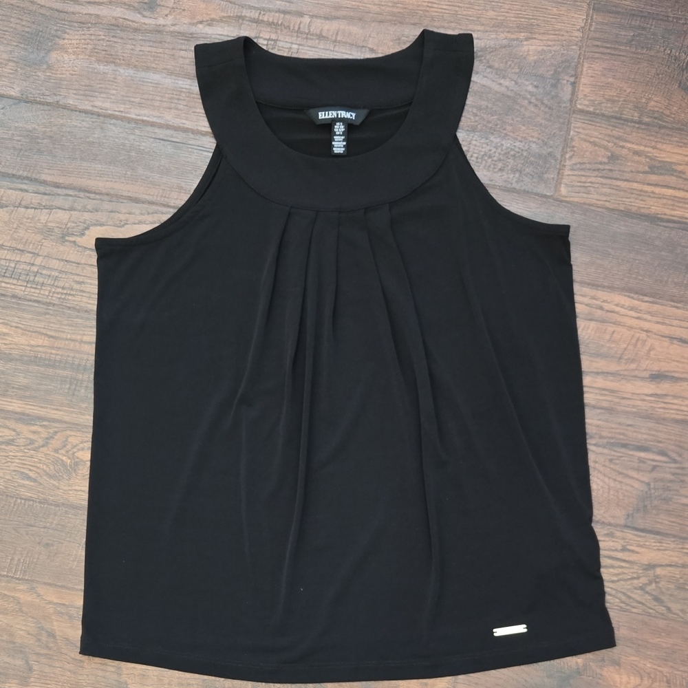 Ellen Tracy Black Pleated Blouse